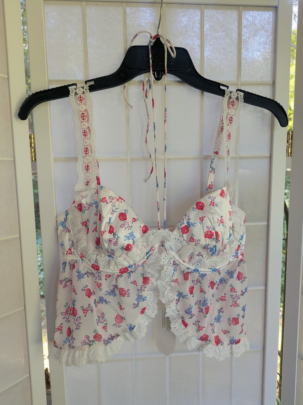 For Love & Lemons White Floral Lace Bustier Top